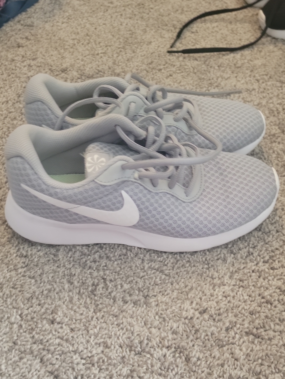 Nike Light Gray Mesh Sneakers with White Swoosh Size 5